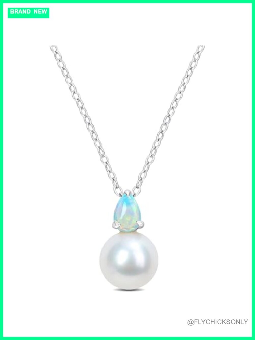 Pearl Opal Pendant Necklace 925 Sterling Silver Gold Plated Gemstone